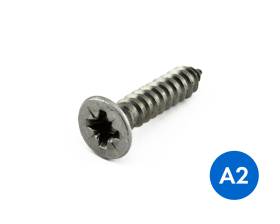 COUNTERSUNK CRS (POZI) SELF TAPPING SCREWS AB POINTED STAINLESS GRADE A2/304 DIN 7982C