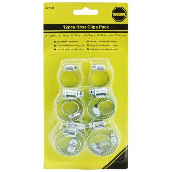 Hose Clamp Pack 12 Pcs 2 Each 6-12mm,10-23mm,12-19mm, 14-27mm, 16-32mm, 25-40mm H831428