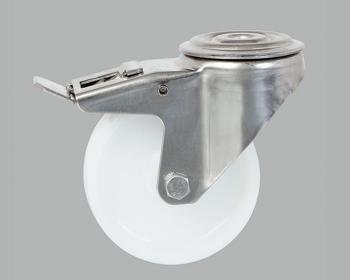 80MM ST/ST BOLT HOLE BRAKEDÃÂÃÂ¶SWIVEL NYLON TYRE CASTORÃÂÃÂ¶MEDIUM DUTYÃÂÃÂ¶PT NO RT3-DSSBHBNY