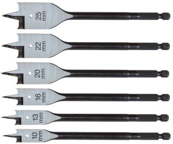 CK 6PC FLAT WOOD BIT SET??10,13,16,20,22,25MM??T2942P