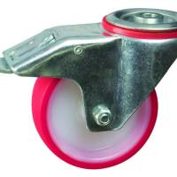 80MM BOLT HOLE BRAKED RED POLYÃÂöTYRE CASTORÃÂöMEDIUM DUTYÃÂöPT NO RT3LBHBPU-RB