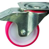 80MM PLATE BRAKED RED POLYÃÂÃÂ¶TYRE SWIVEL CASTORÃÂÃÂ¶MEDIUM DUTYÃÂÃÂ¶PT NO RT3LPBPU-RB