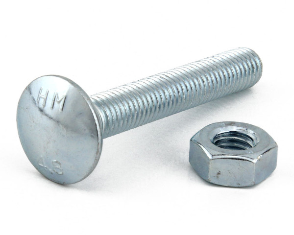 M10 x 45 Cup Square Hex Bolts & Nuts Grade 4.8 DIN 603  