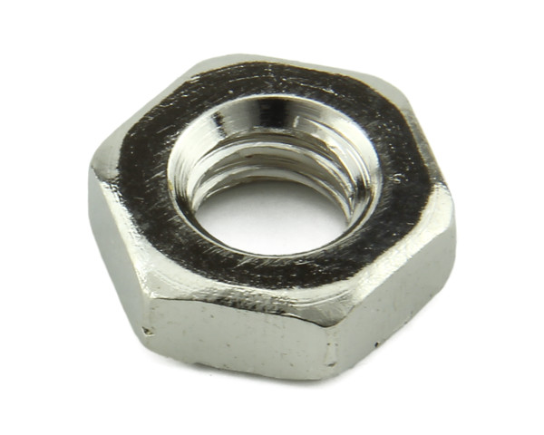 HEX LOCK NUT BRASS NICKEL 4BA??BS57  0.248" MAX A/F??0.094" MAX THICKNESS