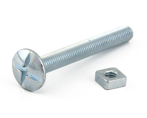 M6 x 80 Roofing Bolt & Square Nut Zinc Plated
